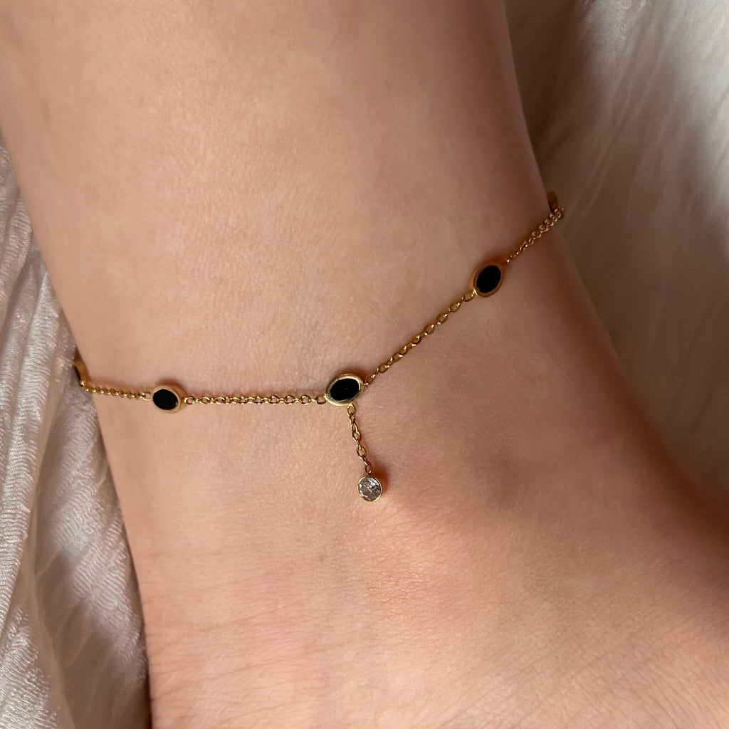 Chaîne de cheville JADE-BLACK