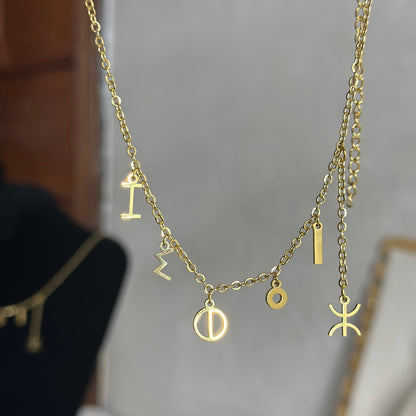 Collier prenom DELILA amazigh + ⵣ (TIFINAGH)