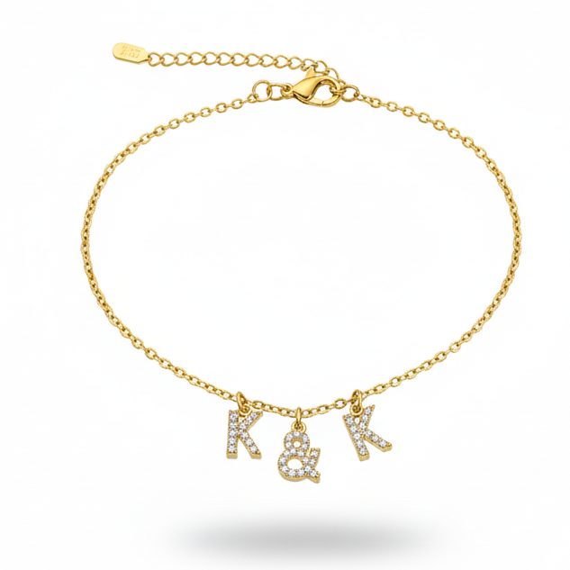 Gourmette initiale & (zircon)