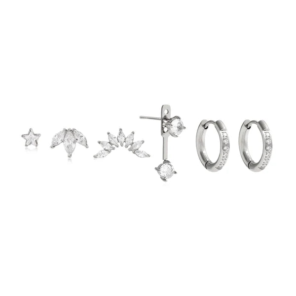 Ensemble Boucles d'oreilles LUNE argenté