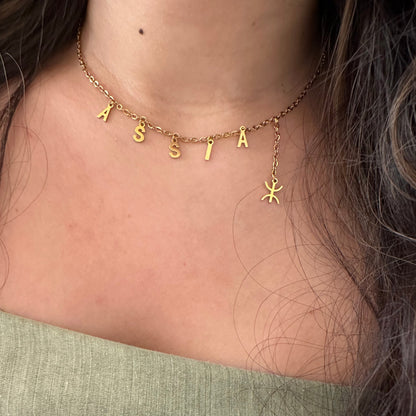 Collier prenom DELILA amazigh + ⵣ (FR)