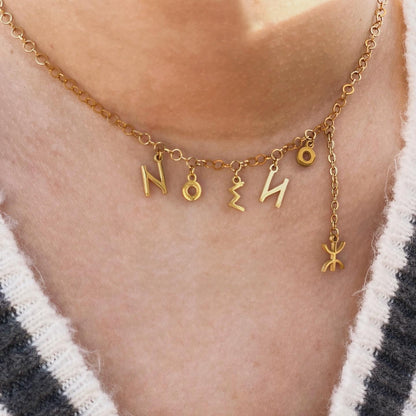 Collier prenom DELILA amazigh + ⵣ (TIFINAGH)