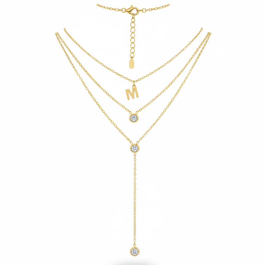 Collier initiale 3collier en 1