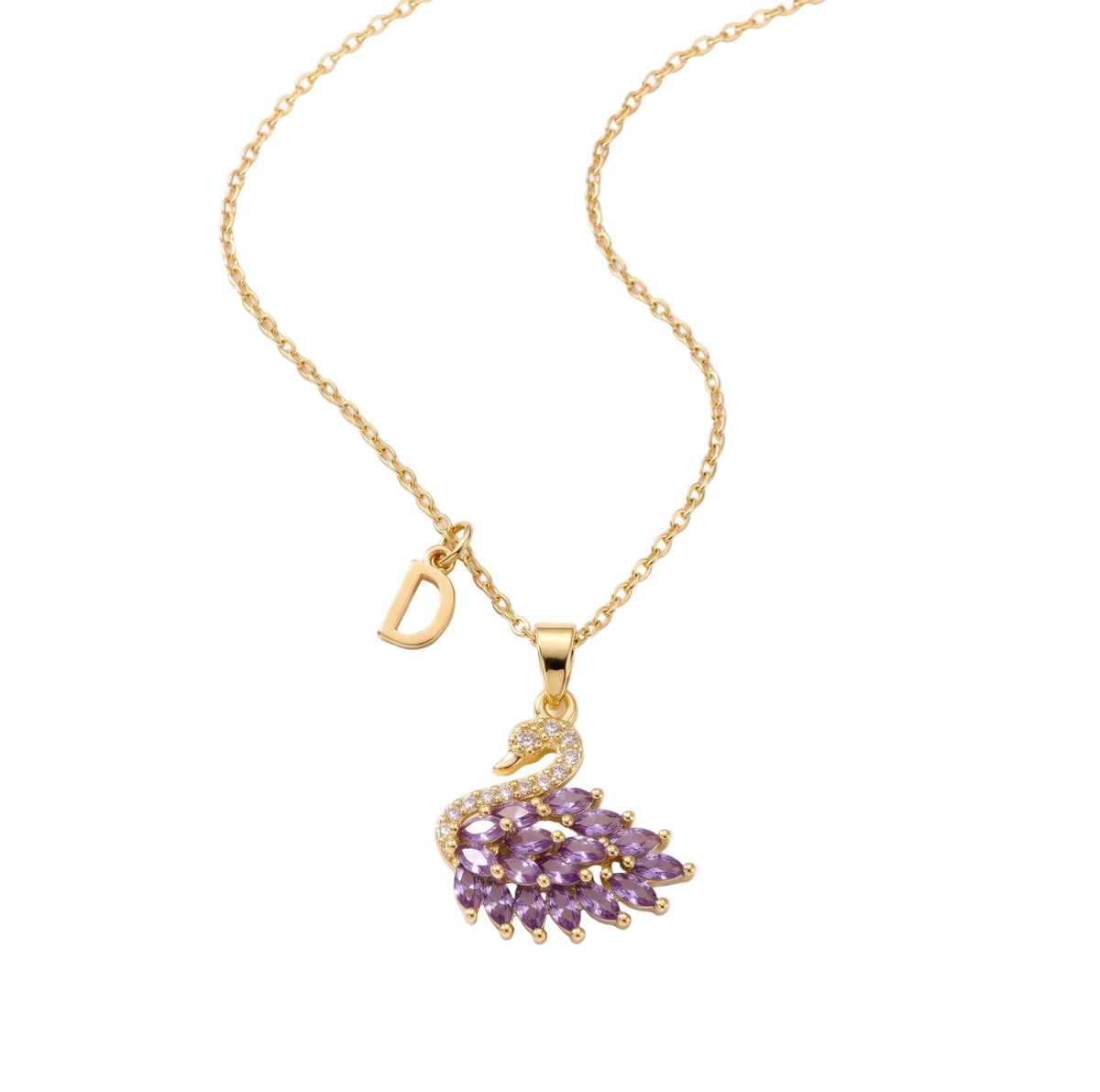 Collier initiale SWAN-mauve