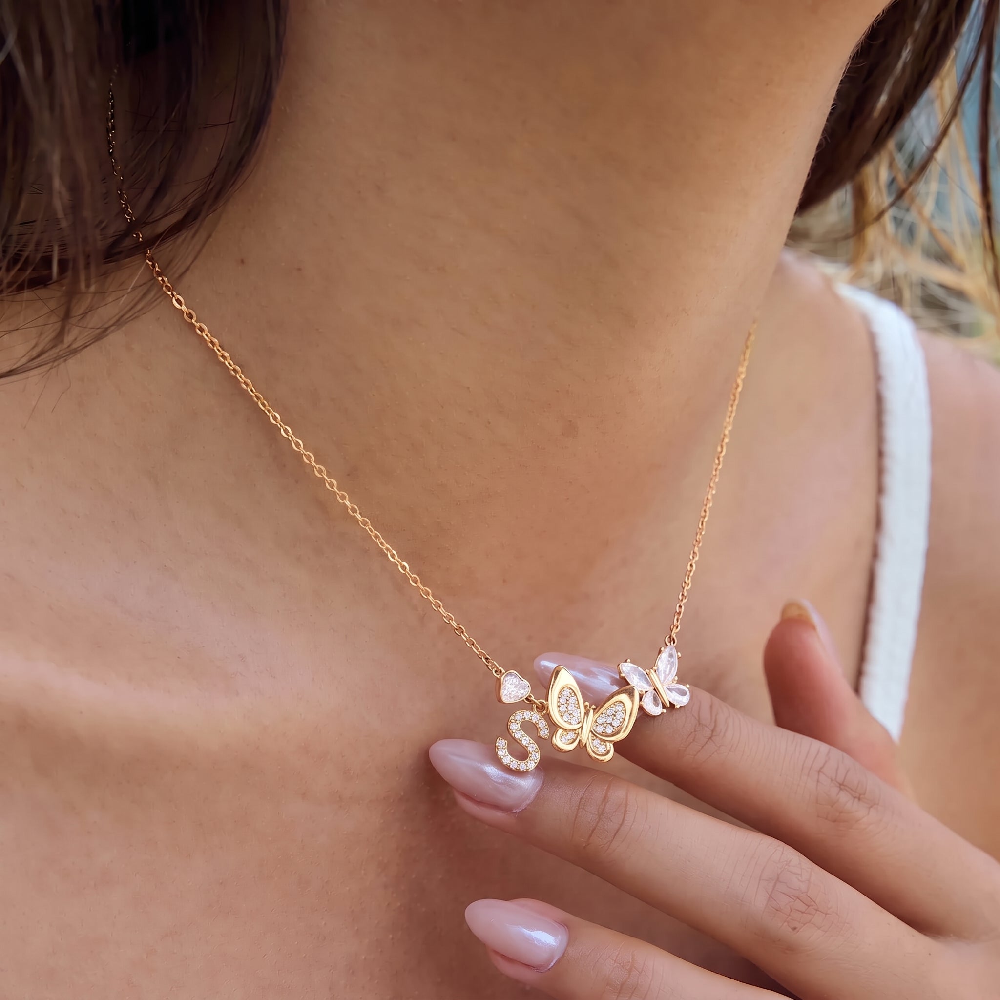 Collier initiale Butterfly