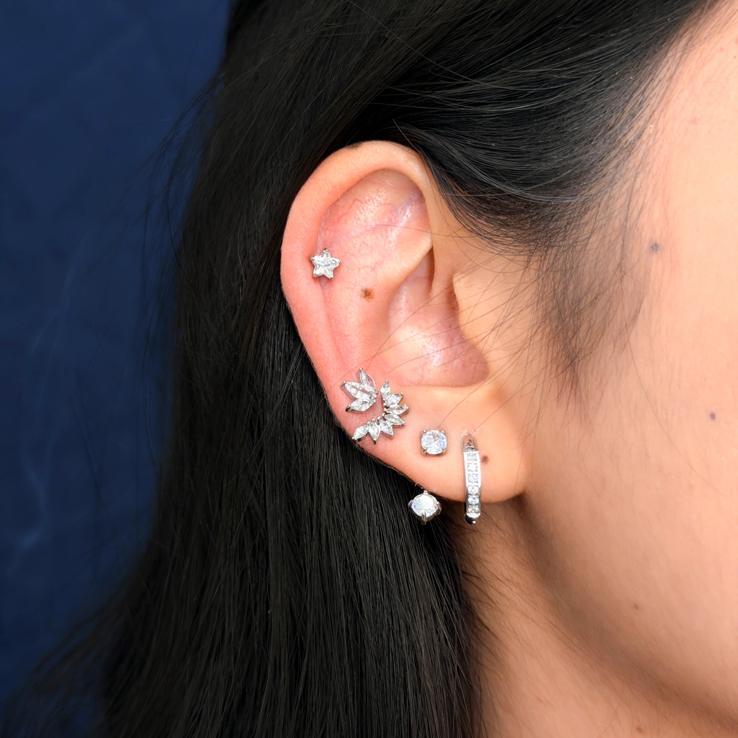 Ensemble Boucles d'oreilles LUNE argenté