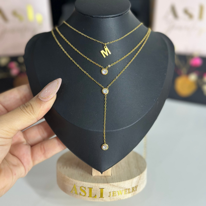 Collier initiale 3collier en 1