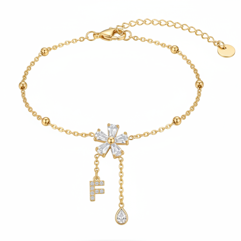 Bracelet initiale flower