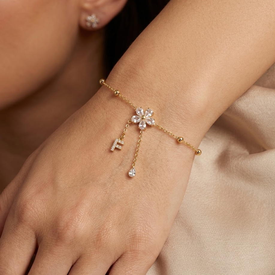 Bracelet initiale flower